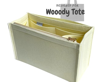 Organizador de bolsos Woodody Tote, grande, mediano y pequeño, con inserto de fieltro, forro y protector (lados curvos)
