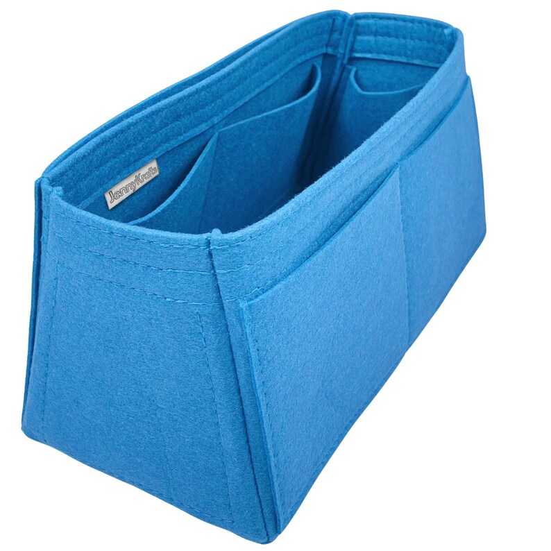 Customizable Organizer for Tapered Bag, Birkin Satchel Doctor Tote Felt Purse Insert, Cosmetic Makeup Diaper Handbag, Zipped Belongings Light Blue