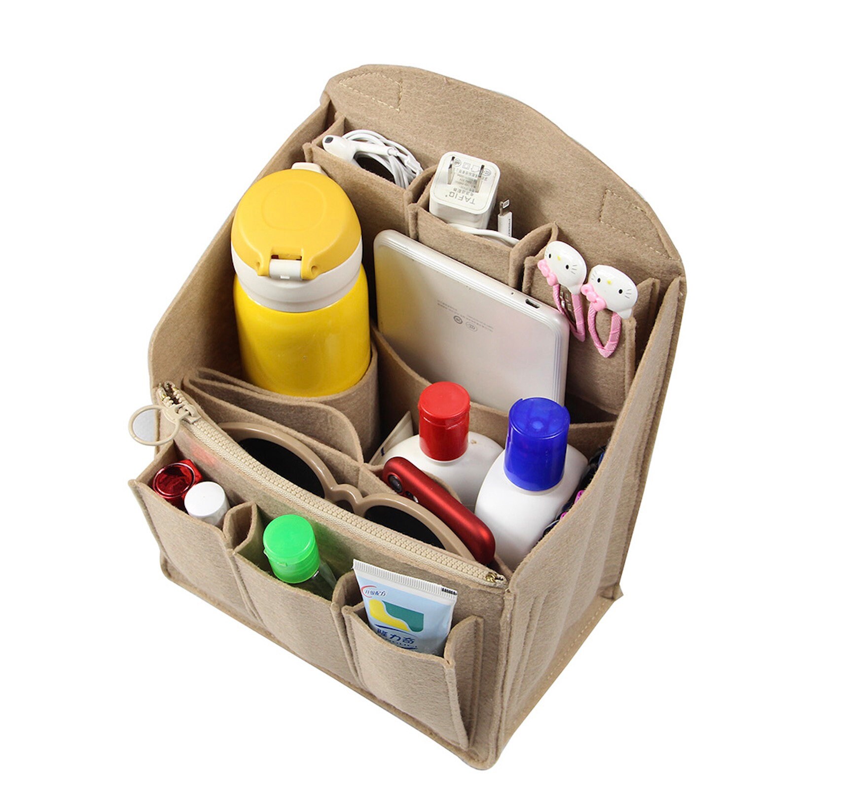Minimalist Felt Storage Pouch, Solid Color Insert Bag For Shoulder Bag &  Backpack, Travel Bag With Multi Pockets - Temu