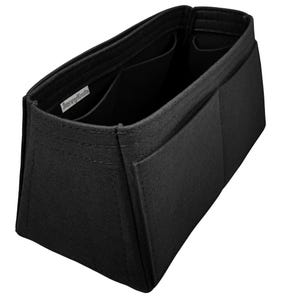 Customizable Organizer for Tapered Bag, Birkin Satchel Doctor Tote Felt Purse Insert, Cosmetic Makeup Diaper Handbag, Zipped Belongings Black