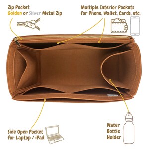 Per [Jack Heritage Borsa in pelle anticata] Organizer da inserire, Zebra Leopard Nero Espresso Marrone Chiaro, Borsa (con cerniera singola e porta borraccia) immagine 3