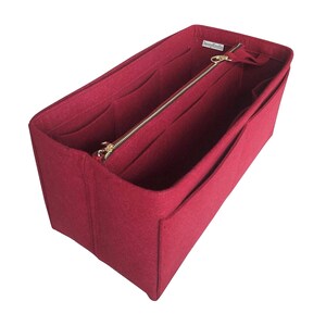 Organizer for [Graceful PM MM] (Style B), Tote Felt Purse Insert (w/ Detachable Zipper Bag), Laptop iPad Pocket, Zip Metal Gold Makeup image 20