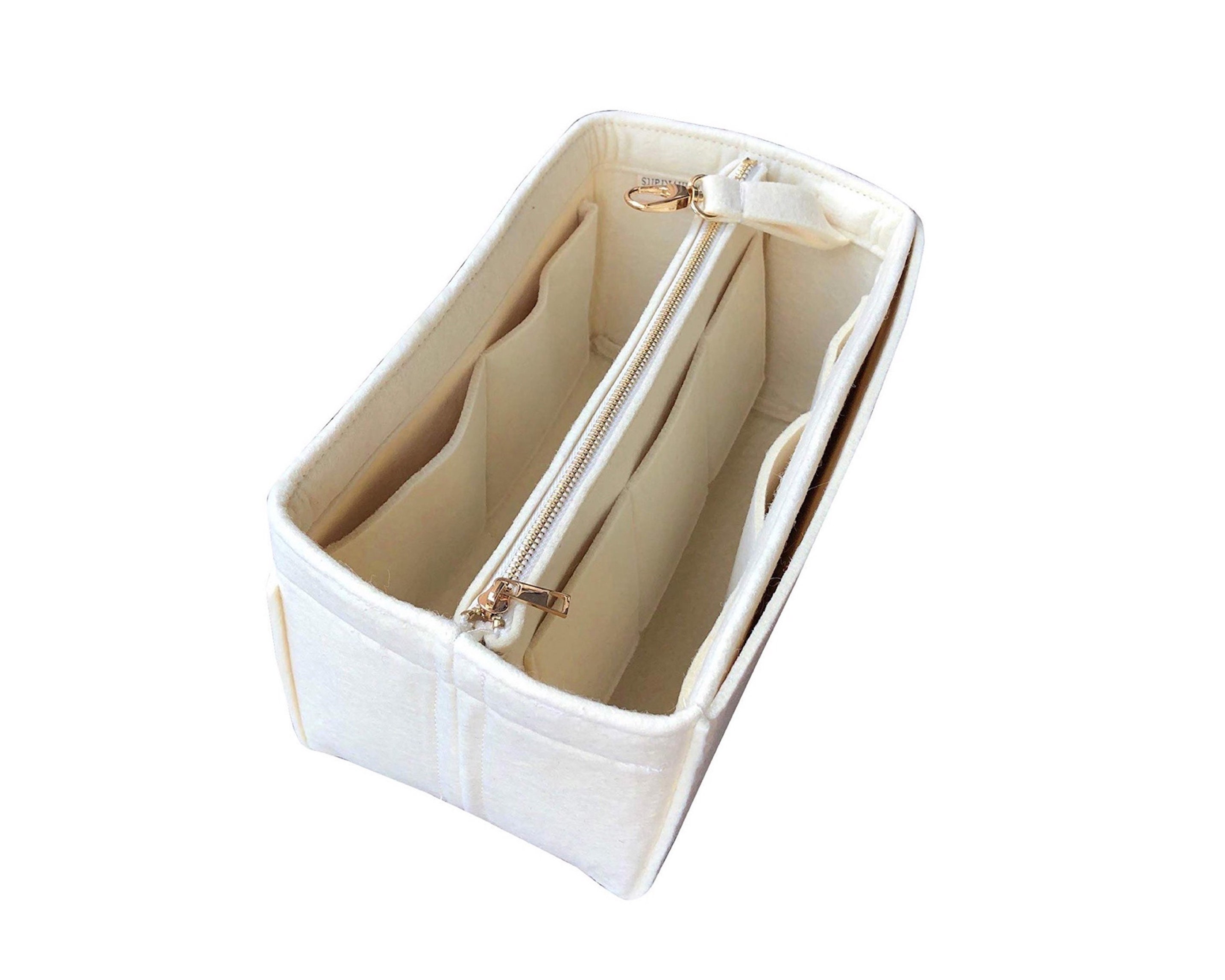 Graceful beige MM PM Organizer w/ Detachable Zipper Bag 