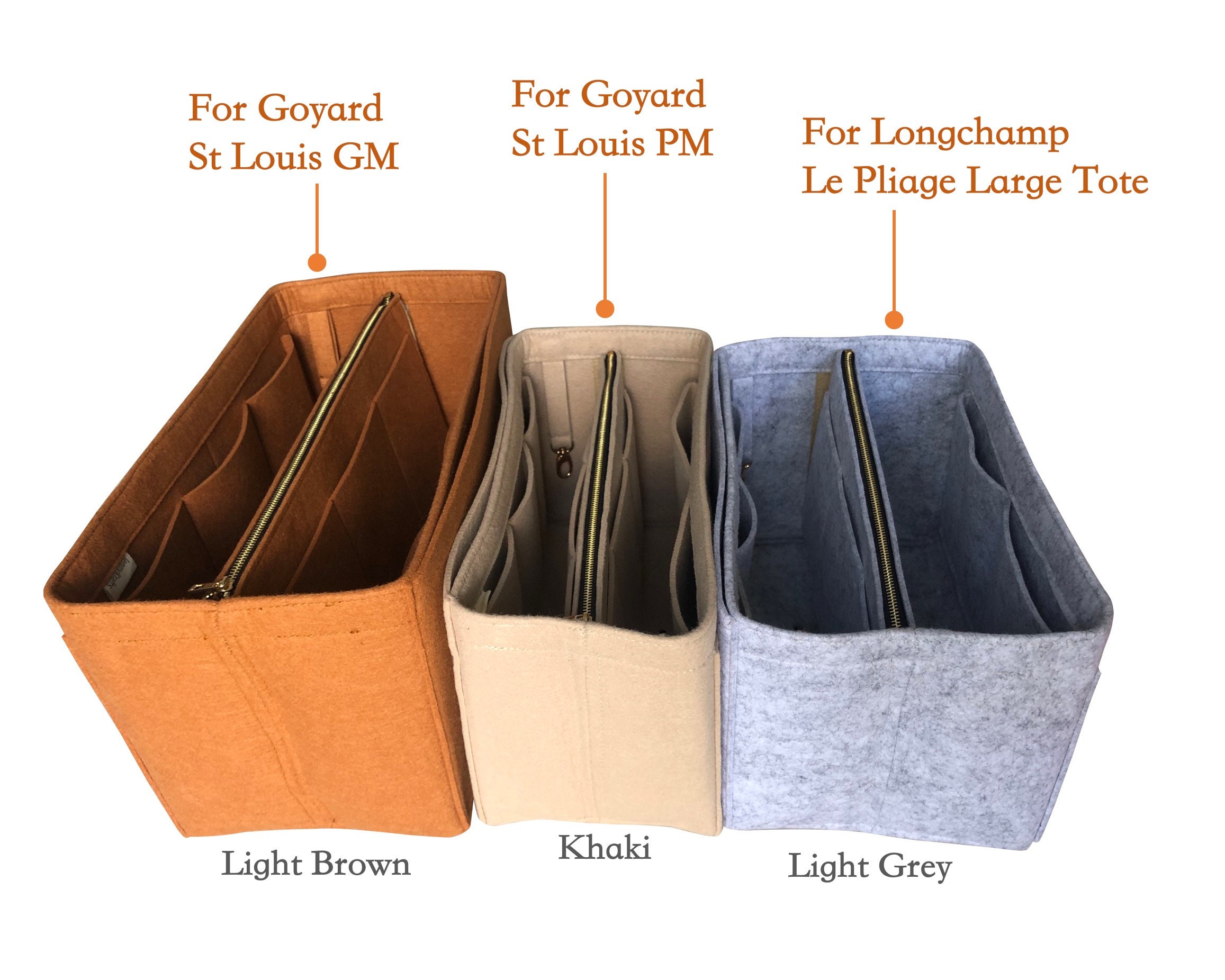 Felt Le Pliage Tote Bag Organizer, Purse Insert (3mm Felt, Detachable Pouch  w/ Metal Zip) - JennyKrafts