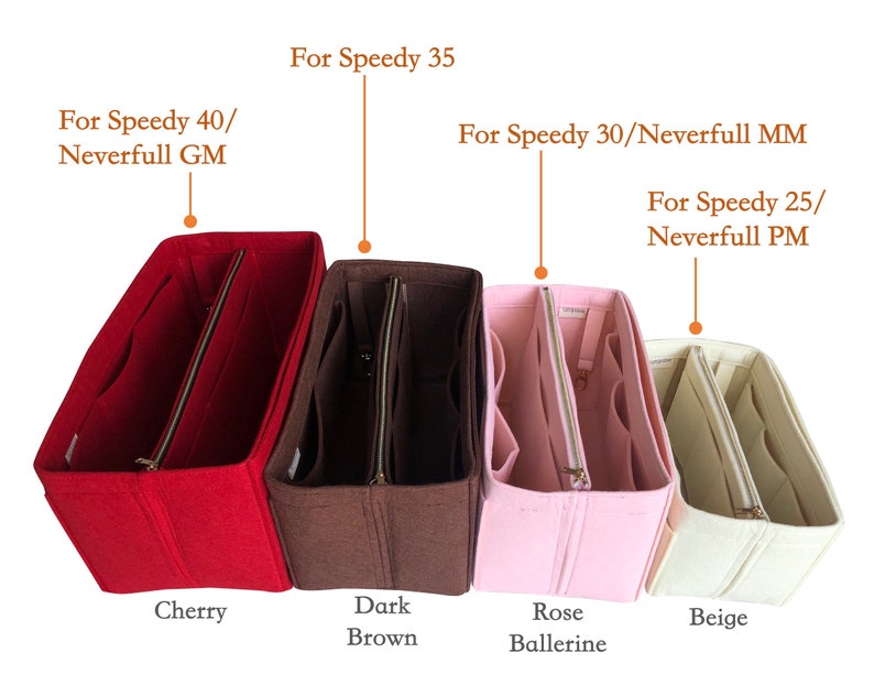 Le Pliage Organizer 3mm Felt, Detachable Pouch w/ Metal Zip, Tote Purse Insert, Cosmetic Makeup Diaper Handbag Bag image 4