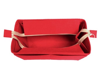 Organisateur (w / fermeture à glissière supérieure), insert de sac à main en feutre fourre-tout, maquillage cosmétique Sac à main Sac à main Effets personnels rouge cerise