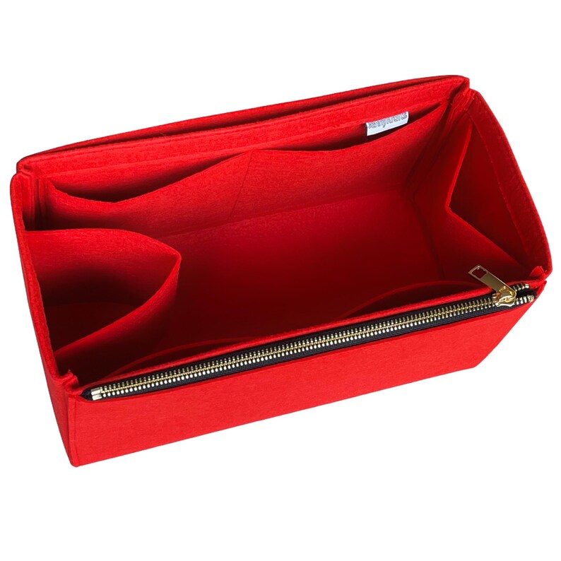 För [Neverfull Bag, GM MM PM Bb] Insatsväska för bärkasse, Stor Medium Liten Mini L M S, Filtfoder (med enkel dragkedja och vattenflaskhållare) bild 7