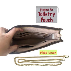 Für [Kulturbeutel 26 19 15] Tascheneinsatz-Organizer Konvertieren zu Crossbody Crossbody Sling, Purse Liner Konverter, Goldene Kette (mit D-Ringen)