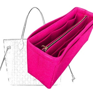 [Neverfull GM mm PM] Felt Tote Bag Organizer, Purse Insert (3mm Felt, Detachable Pouch w/ Metal Zip)