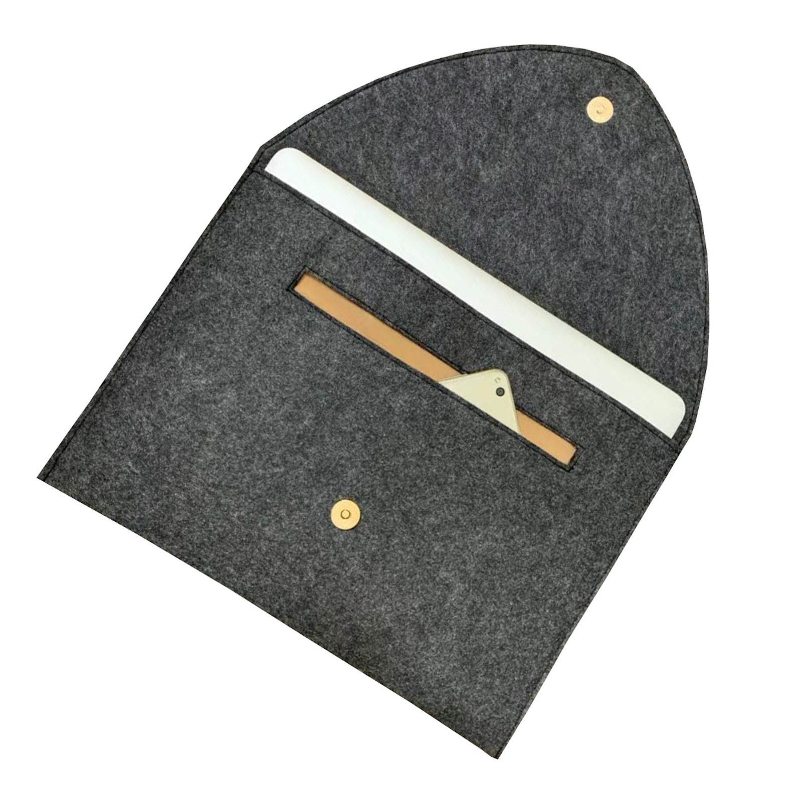Felt Laptop Bag Organizer Sleeve Pocket With Metal Etsy