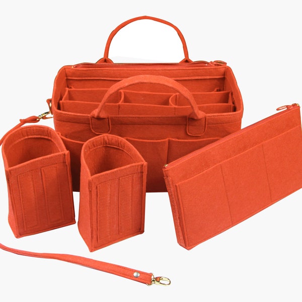 Customizable Neverfull Bag Organizer (4 in 1 w/ Detachable Zipper Bag, Bottle Holder, Compartment), Tote Felt Purse Insert Makeup Zip Diaper
