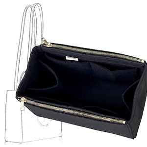 Pour [Shopping Bag S/M/L] Organiseur en feutre (avec double poches à fermeture éclair), doublure de sac à main