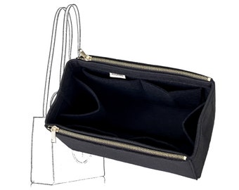 For [Telfar Shopping Bag S/M/L] Felt Organizer (w/ Double Zipper Pockets), Tote Purse Insert Liner