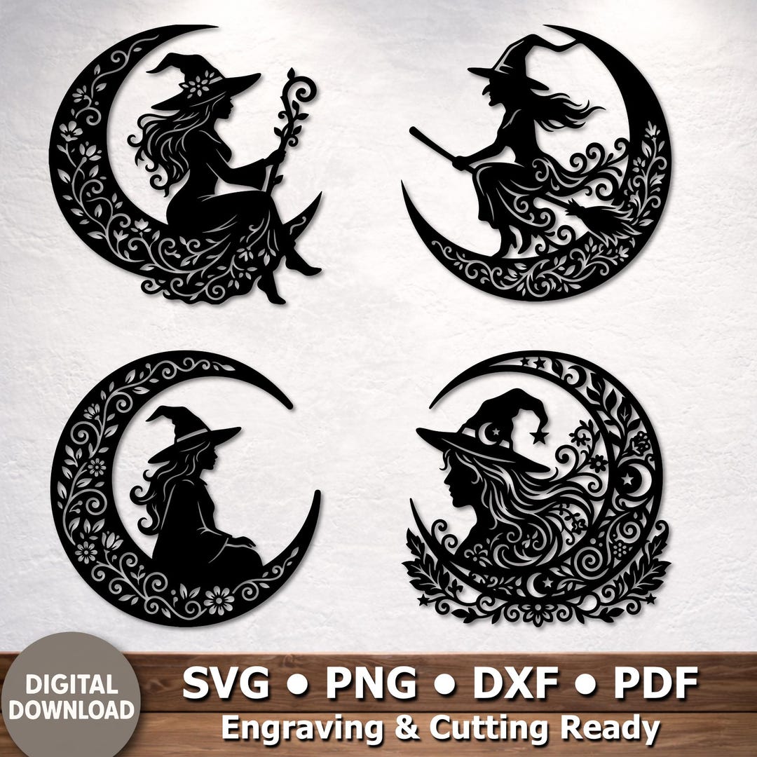 Floral Witch SVG, Halloween T-shirt Design, Fall Scene Vector, Cut ...