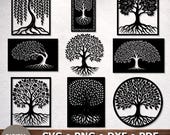 Tree Art Panels Dxf Svg files for Laser and CNC Plasma cut, Cricut, Wall metal decor