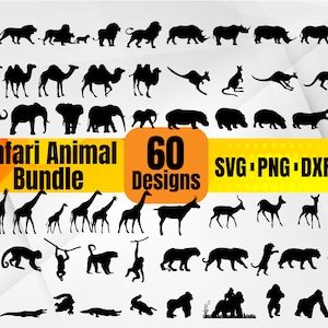 高品質のサファリ動物 SVG バンドル、サファリ動物 svg、サファリ動物 dxf、サファリ動物 png、サファリ動物ベクター、サファリ アフリカ svg
