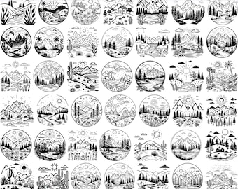 High Quality Boho Landscape SVG Bundle, Boho Landscape dxf, Boho Landscape png, Boho Landscape vector, Boho Landscape clipart, Nature svg