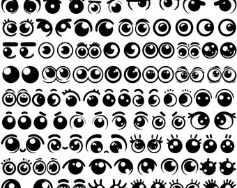 Paquete SVG de ojos de dibujos animados de alta calidad, ojos de dibujos animados dxf, ojos de dibujos animados png, vector de ojos de dibujos animados, ojos divertidos svg, ojos cómicos svg
