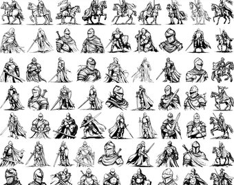 Ritter Vektor Bundle — 70 Mittelalterliche Krieger Illustrationen und Ritterliche Clipart Designs