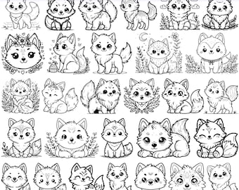 Hochqualitativer süßer Wolf SVG-Bundle, süßer Wolf dxf, süßer Wolf png, süßer Wolf Vektor, süßer Wolf Clipart, Wolf für Kinder svg, glücklicher Wolf svg