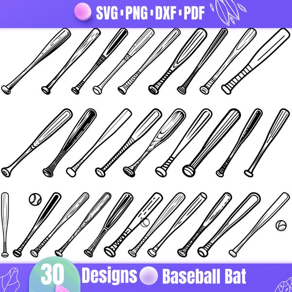 High Quality Baseball Bat SVG Bundle, Baseball Bat dxf, Baseball Bat png, Baseball Bat vector, Baseball Bat clipart, Baseball Monogram