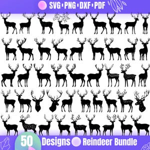High Quality Reindeer SVG Bundle, Reindeer dxf, Reindeer png, Reindeer vector, Reindeer clipart, Christmas Reindeer svg, Reindeer Shape svg