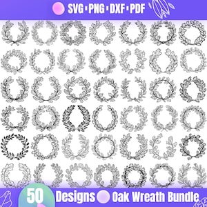 Puede incluir: Un conjunto de 50 diseños de coronas de roble en blanco y negro. Las coronas están dibujadas en un estilo simple y elegante y son perfectas para agregar un toque de naturaleza a tus proyectos.