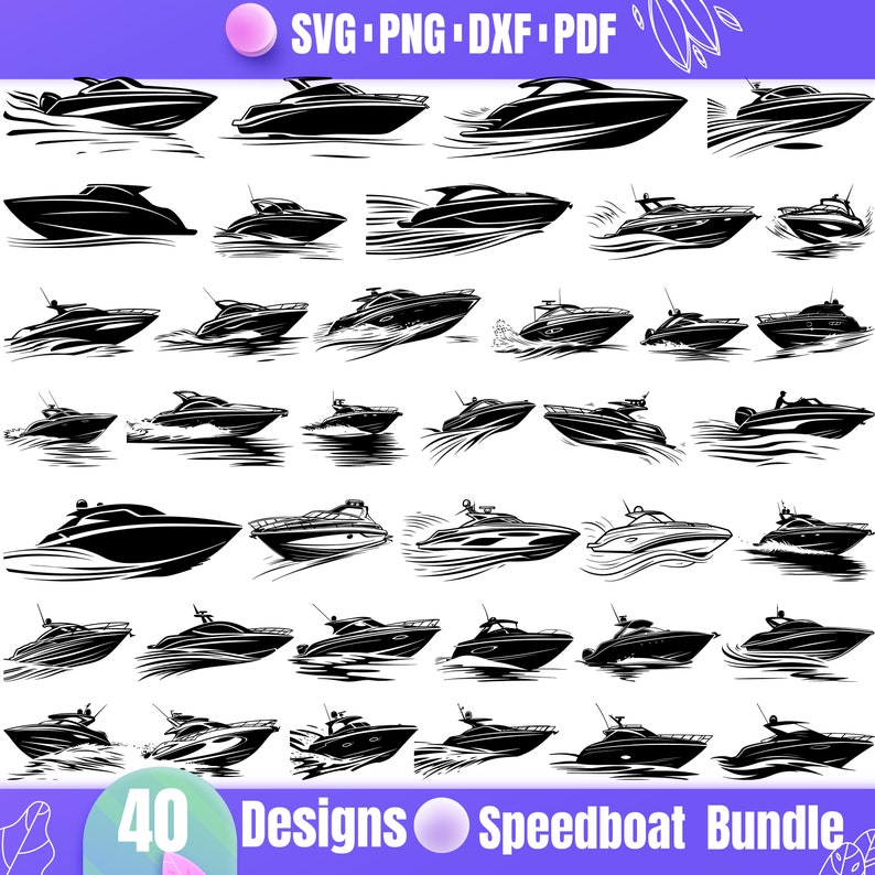 Speedboat Svg - Sleek Nautical Design for Crafts and DIY Projects - Etsy