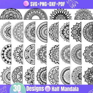 High Quality Half Mandala SVG Bundle, Half Mandala dxf, Half Mandala png, Half Mandala vector, Half Mandala clipart, Mandala svg