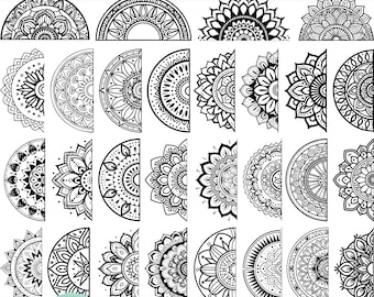 High Quality Half Mandala SVG Bundle, Half Mandala dxf, Half Mandala png, Half Mandala vector, Half Mandala clipart, Mandala svg