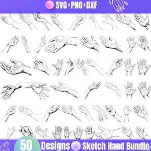 High Quality Sketch Hand SVG Bundle, Hand dxf, Hand png, Hand vector, Hand clipart, Hand Drawing, Hand illustration, Hand line art