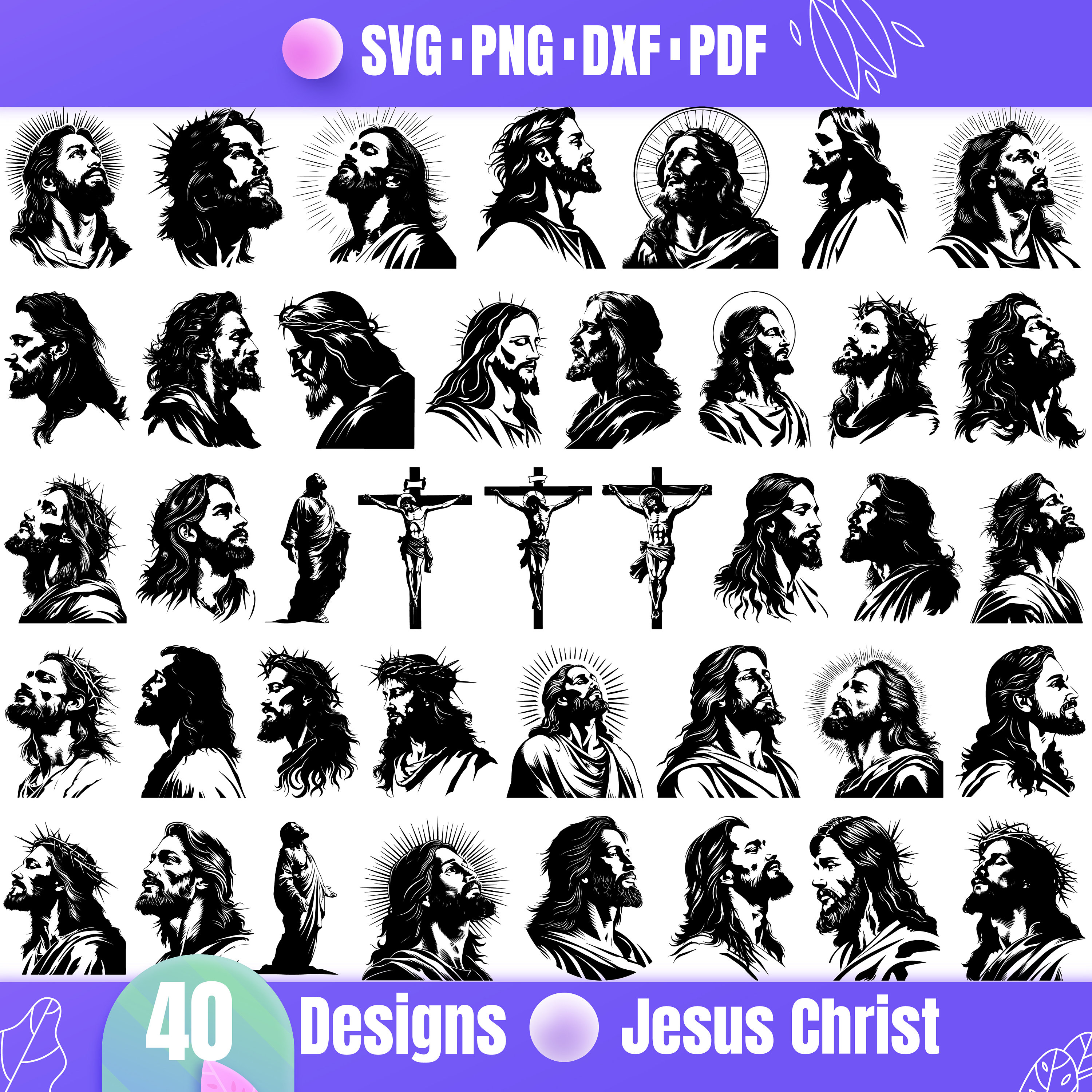 High Quality Jesus SVG Bundle, Jesus Dxf, Jesus Png, Jesus Vector