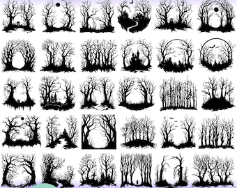 High Quality Haunted Forest SVG Bundle, Haunted woods svg, Spooky Tree svg, Haunted forest png, Haunted forest dxf, Gothic forest svg