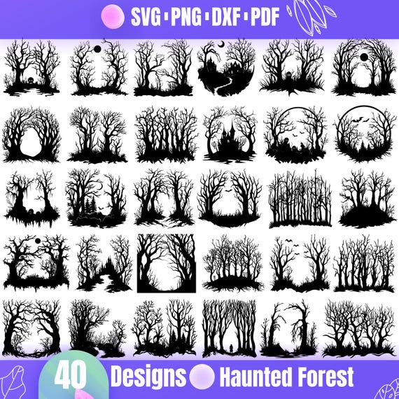 High Quality Haunted Forest SVG Bundle, Haunted woods svg, Spooky Tree svg, Haunted forest png, Haunted forest dxf, Gothic forest svg