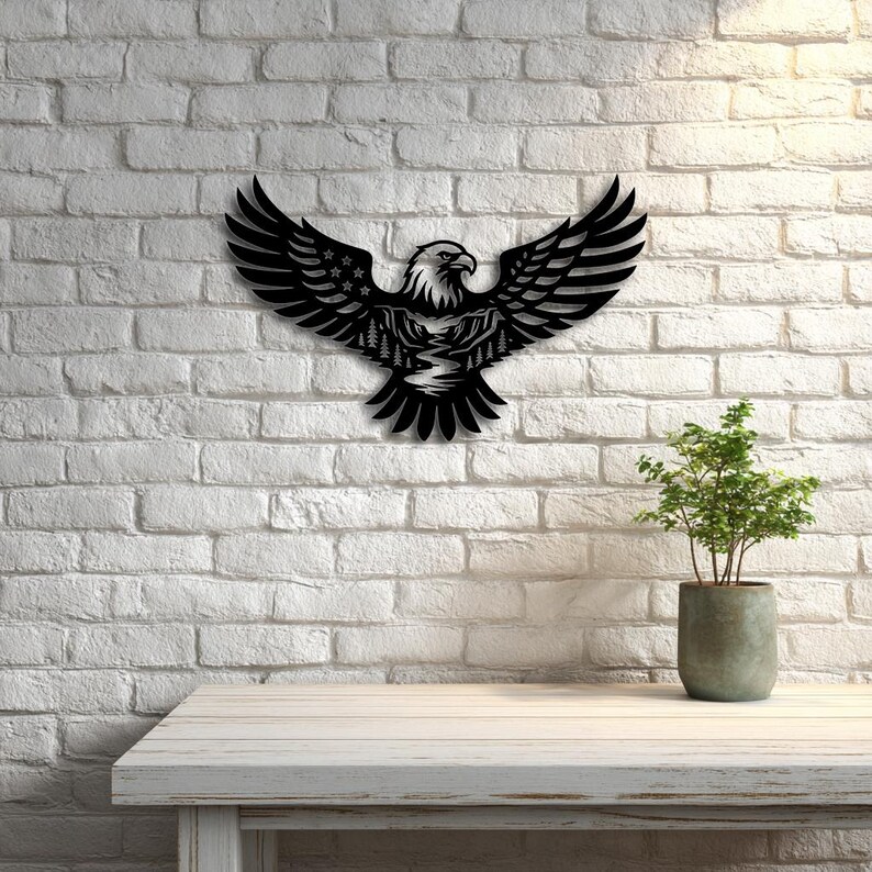 Bald Eagle Svg Dxf Png, Mountains Design for CNC Laser & Glowforge ...