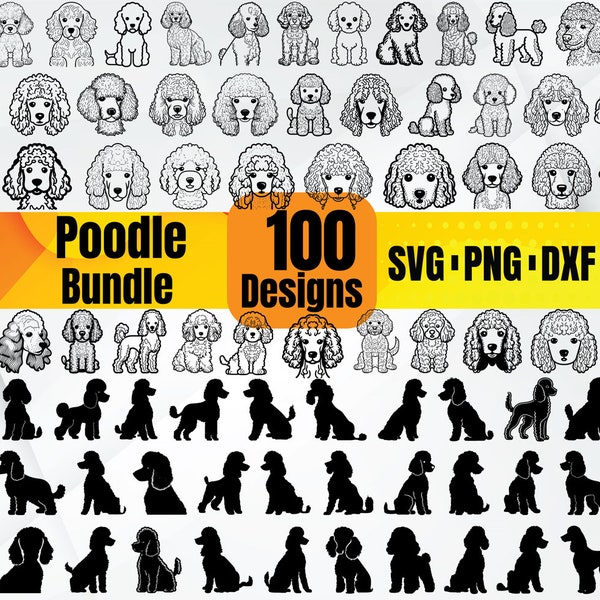 High Quality Poodle SVG Bundle, Poodle face svg, Poodle dxf, Poodle png, Poodle eps, Poodle vector,Poodle monogram, Poodle head svg