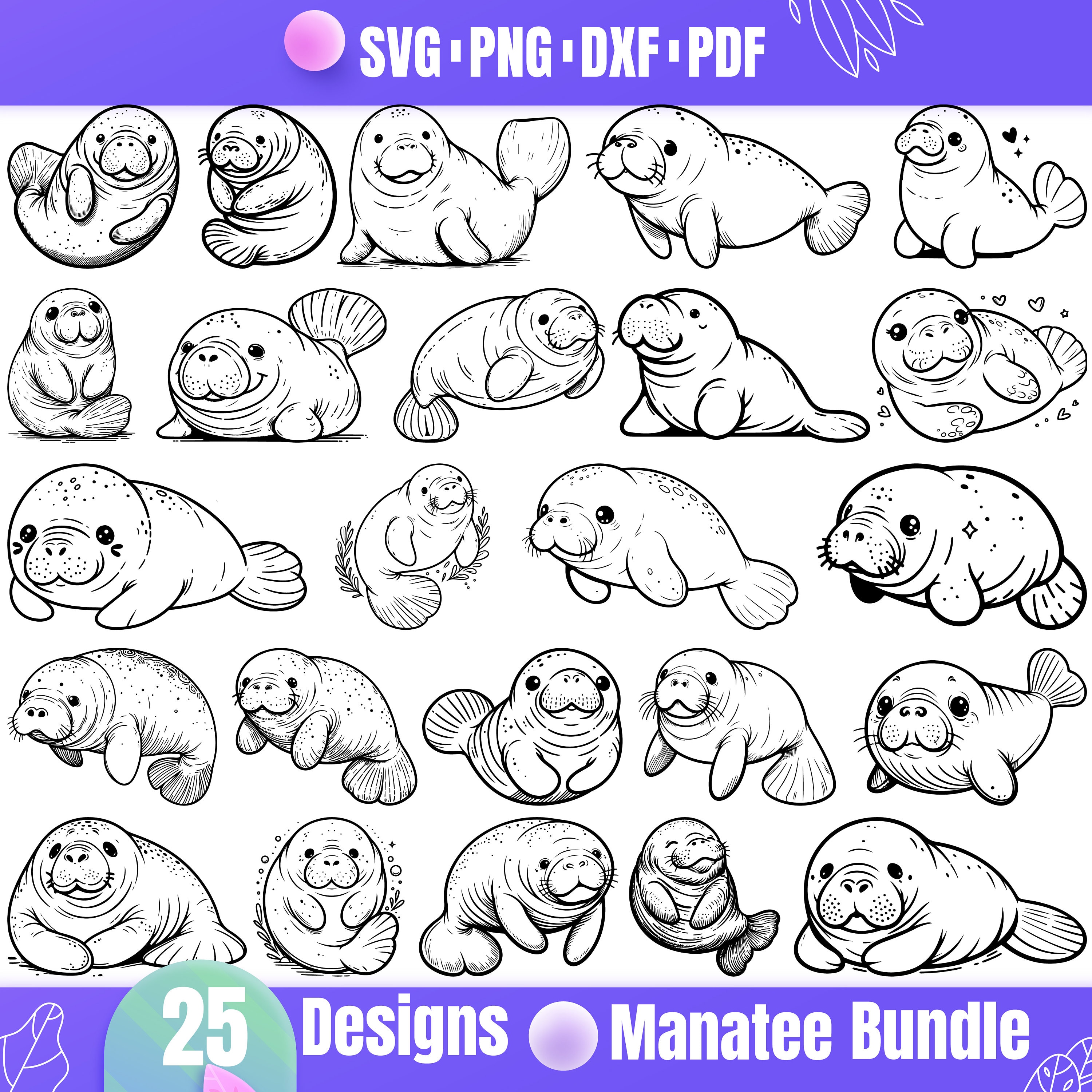 Manatee Vector File High Quality Manatee SVG Bundle, Manatee Dxf, Manatee Png, Manatee ...