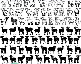 Paquete SVG de cordero de alta calidad, Cordero bebé svg, Cordero dxf, Cordero png, Vector de cordero, Imágenes prediseñadas de cordero, Cordero imprimible, Farm Life svg, Ganado svg