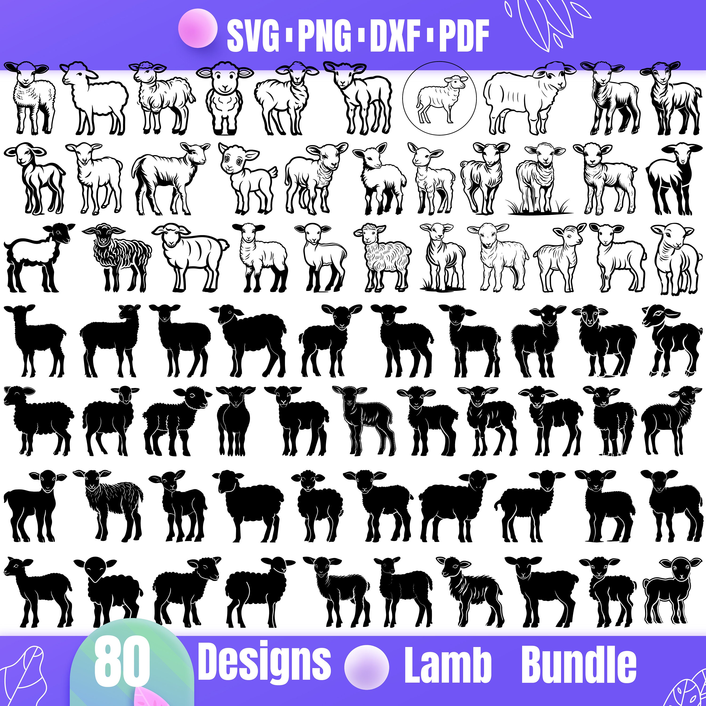 High Quality Lamb SVG Bundle, Baby Lamb Svg, Lamb Dxf, Lamb Png, Lamb ...