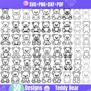 High Quality Teddy Bear SVG Bundle, Teddy Bear monogram, Teddy Bear dxf, Teddy Bear  png,Teddy Bear eps,Teddy Bear vector,Teddy Bear outline