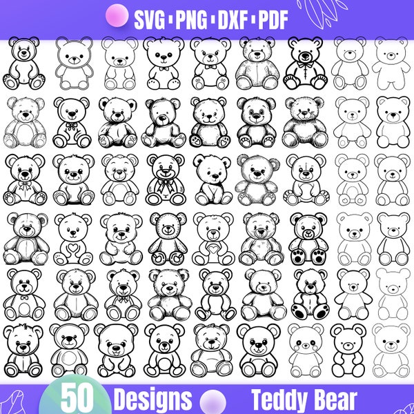 High Quality Teddy Bear SVG Bundle, Teddy Bear monogram, Teddy Bear dxf, Teddy Bear  png,Teddy Bear eps,Teddy Bear vector,Teddy Bear outline