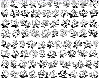 High Quality Magnolia SVG Bundle, Magnolia clipart, Magnolia dxf, Magnolia png, Magnolia vector, Magnolia Flower svg, Wedding Flower svg
