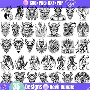 High Quality Devil SVG Bundle, Demon svg, Devil dxf, Devil png, Devil vector, Devil clipart, Devil Face svg, Devil Head svg, Devil design