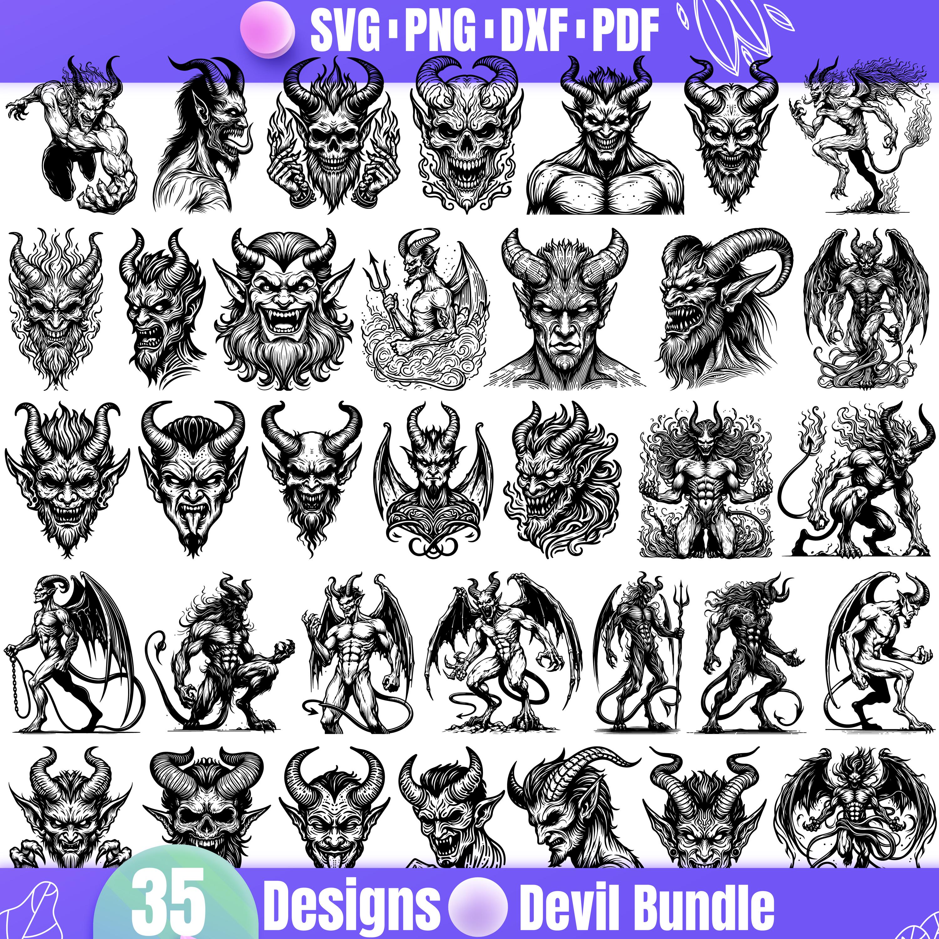 Devil Face Svg - Etsy