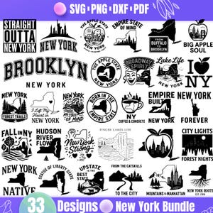 New York SVG Bundle | 33 New York State Designs | I love NY | Upstate | Empire State, Apple State, Brooklyn, Cricut Cut Files