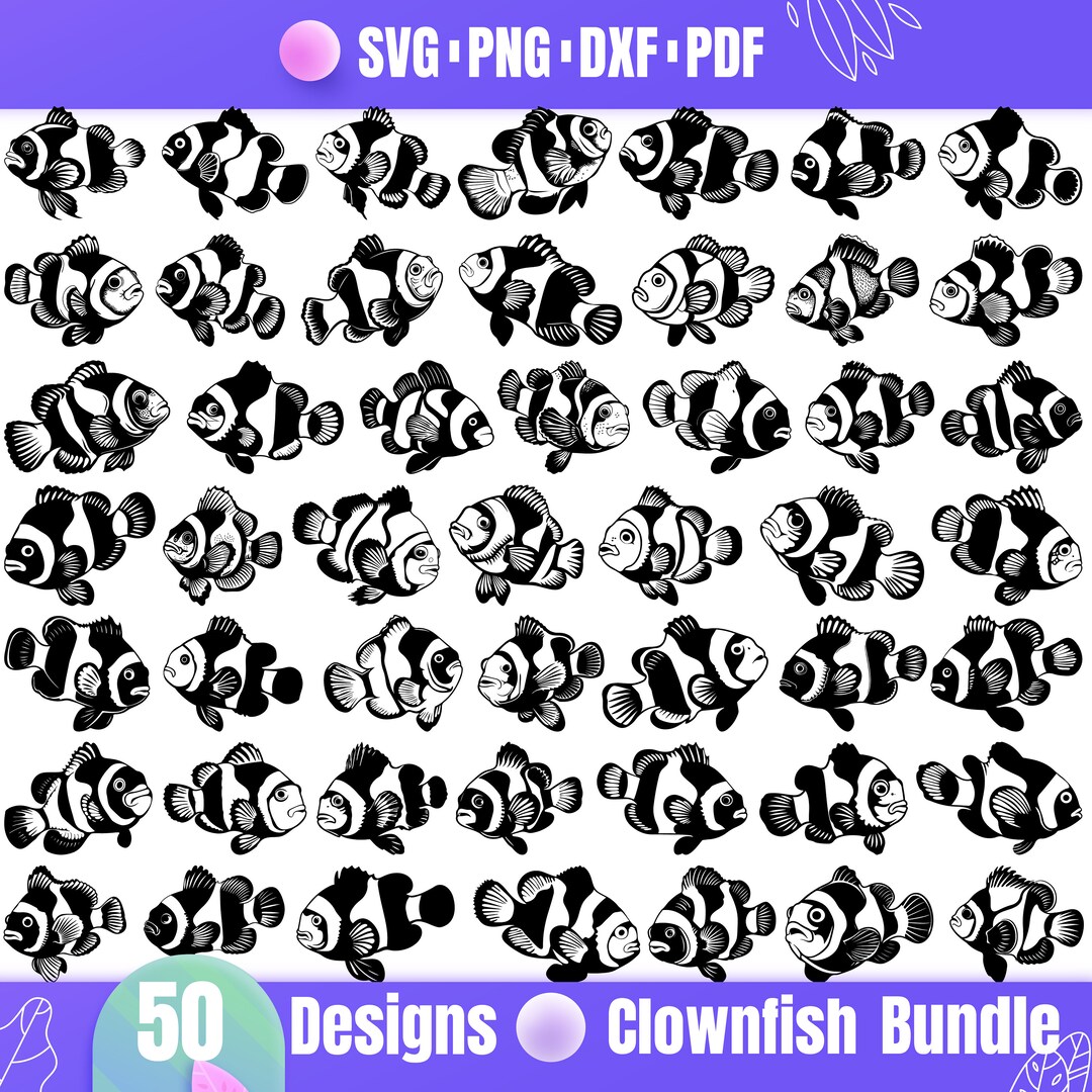 High Quality Clownfish SVG Bundle, Clownfish Dxf, Clownfish Png ...