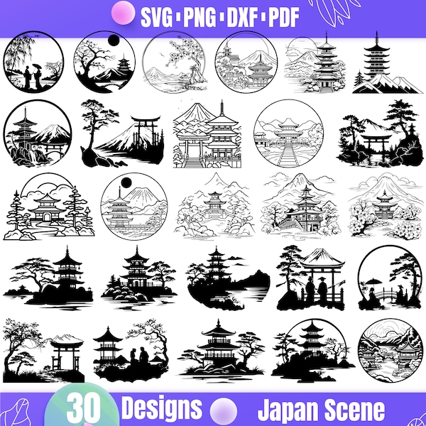 High Quality Japan Scene SVG Bundle, Japan Scene dxf, Japan Scene png, Japan Scene vector, Japan Scene clipart, Japan Theme svg,Japanese svg