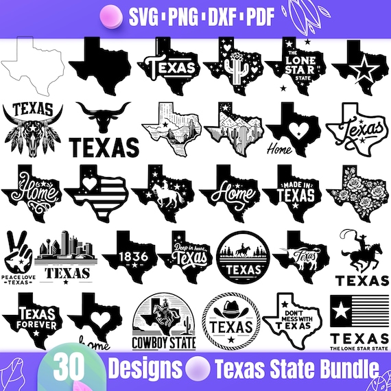 30 Texas SVG Bundle, Western Texas State Cut Files, Deep in Heart Texas, Texas Home Sign , Lone Star State, Cowboy State, Made in Texas