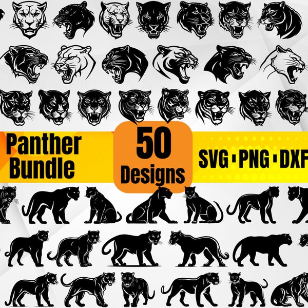 High Quality Panther SVG Bundle, Panther Head svg, Panther Face svg, Panther monogram, Panther dxf,Panther png,Panther vector,Panther design