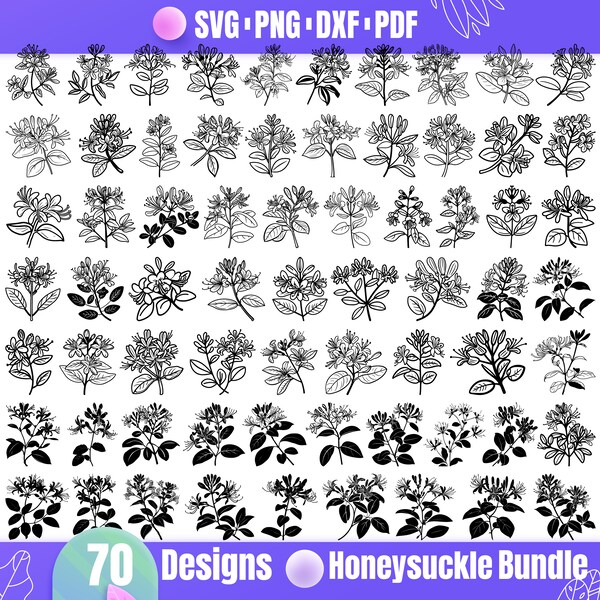 High Quality Honeysuckle SVG Bundle, Honeysuckle dxf, Honeysuckle png, Honeysuckle vector, Honeysuckle clipart, Honeysuckle Flower